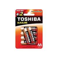 TOSHIBA Ceruzaelem AA (LR6) , 1.5 Volt , 6 darab , tartós , elem , Red Alkaline , TOSHIBA