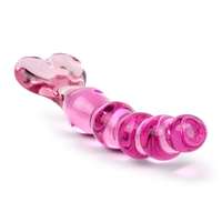 Pipedream Icicles No. 43 - gyöngyös, szíves üveg dildó (pink)