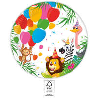 Dzsungel Jungle Balloons, Dzsungel papírtányér 8 db-os 23 cm FSC