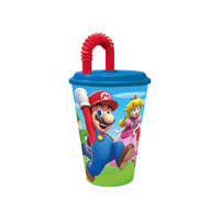 Super Mario Super Mario Mushroom Kingdom szívószálas műanyag pohár 430 ml