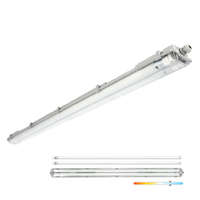 Kobi Lámpakészlet: Hermetikus ipari lámpatest G2 + 2x LED fénycső T8 18W 120cm 6500K Hideg IP65 Kobi