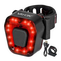 Vayox Kerékpáros zseblámpa hátsó lámpa LED USB piros újratölthető akkumulátorral 5 világítási mód VAYOX