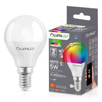 Lumiled LED izzó E14 P40 BALL 5W = 40W 450lm RGB CCT szabályozható Smart TUYA WiFi SMART SAYO LUMILED