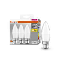 Osram 3x LED izzó B37 gyertya B22d 4.9W = 40W 470lm 2700K Meleg 200°-os foglalat Osram