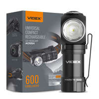 VIDEX Kézi LED-es fejlámpa újratölthető vízálló 10W 600lm 5700K A055H VIDEX