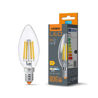Videx LED izzó E14 C35 Gyertya 6W = 60W 806lm 3000K Meleg 360° FILAMENT Videx