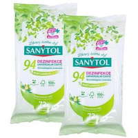SANYTOL SANYTOL 94% növényi eredetű univerzális fertőtlenítő tisztítószer, törlőkendők, 2 x 36 db