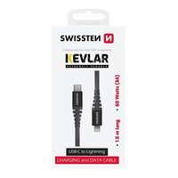 SWISSTEN SWISSTEN ADATKÁBEL KEVLAR USB-C / LIGHTNING 1,5 M 71544010, szürke