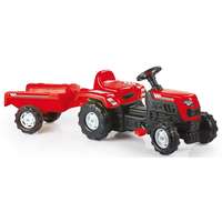 DOLU DOLU Ranchero pedálos traktor pótkocsival, piros