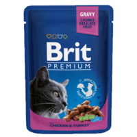 Brit Brit Pémium Cat macskaeledel csirkével és pulykával 24 x 100 g