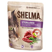 SHELMA SHELMA STERILE gabonamentes kutyatáp friss marhahússal felnőtt macskáknak, 1,4 kg
