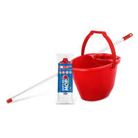 Bonus Kft Bonus Felmosó szett-vödör PIROS 11L csavaró kosár, felmosó nyél 120cm Softmop 160gr