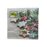 Daisy Daisy karácsonyi szalvéta 3 rétegű, 33X33cm, 1/4 hajtás, 20db/csg (24csg/karton) Szürke, mézeskalácsokkal