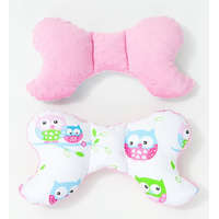 MT MTT Pillangó párna - Fehér alapon színes baglyok - rózsaszín Minky háttal