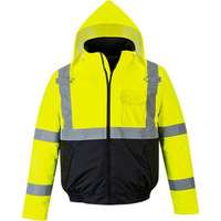Portwest Portwest Hi-Vis Kéttónusú Bomber kabát, fekete/sárga, méret: L
