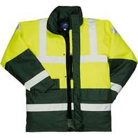 Portwest Portwest Hi-Vis Contrast Traffic kabát, zöld/sárga, méret: M