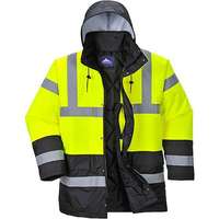 Portwest Portwest Hi-Vis Contrast Traffic kabát, fekete/sárga, méret: M