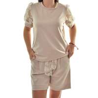 MB Collection MB Collection női együttes - Rövid csipke újjú, laza szabású, felső rész, rövid alső résszel, csinos csipke övvel M25-1-20250403-20/T012