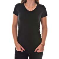 MB Collection MB Collection női felső - Fekete színű, V nyakú, karcsúsított fazonú, pamut női póló M25-1-WPO-0648/T007