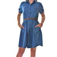 MB Collection MB Collection női ruha/overál - Rövid ujjú, deréktól bővülő fazonú, elöl végig gombos, vékony farmer anyagú, ajándék övvel M25-1-8531/T001