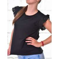 MB Collection MB Collection női topp/trikó - Lefelé bővülő fazonú, környakú, divatos csipkés ujj résszel M25-1-WPO-4765-1/T007