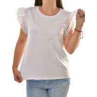 MB Collection MB Collection női topp/trikó - Lefelé bővülő fazonú, környakú, divatos csipkés ujj résszel M25-1-WPO-4765-2/T013