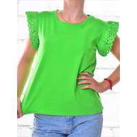 MB Collection MB Collection női topp/trikó - Lefelé bővülő fazonú, környakú, divatos csipkés ujj résszel M25-1-WPO-4765-4/T065