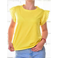 MB Collection MB Collection női topp/trikó - Lefelé bővülő fazonú, környakú, divatos csipkés ujj résszel M25-1-WPO-4765-8/T007