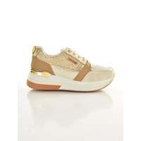 MB Collection MB Collection női utcai cipő - Fűzős, magasított sarokrésszel, göngyvászon felsőrésszel, oldalt flitteres díszítéssel, arany betéttel M25-1-B2075-BEIGE/T012