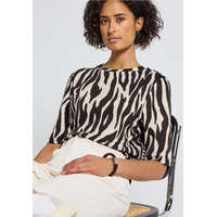 Street One Street One női póló - divatos fekete-fehér zebra minta, kényelmes viselet 324083-26866