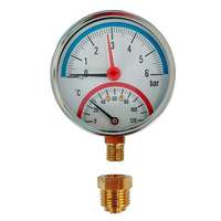 Kede KEDE 0-6 bar / 0-120°C, 1/2˝ alsó csatlakozású thermo-manométer, D80mm, fém házban