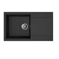 Mofém Mofém Zenit 78 1B 1D 780x460mm (1 medence, 1 csepptálca) beépíthető metál fekete gránit mosogató szifoncsomaggal