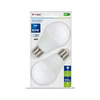 V-TAC V-TAC 3 lépésben dimmelhető 9W LED izzó E27 foglalattal, 2 db/csomag, meleg fehér - 7288