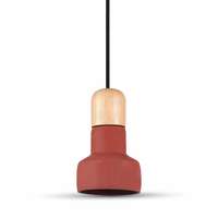 V-TAC V-TAC mennyezeti lámpa, vörös beton csillár fa betéttel - 3857