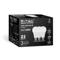 V-TAC V-TAC A65 LED lámpa izzó 15W E27, Természetes fehér - 3 db/csomag - 212820