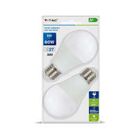 V-TAC V-TAC 3 lépésben dimmelhető 9W LED izzó E27 foglalattal, 2 db/csomag, természetes fehér - 7289