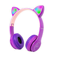 Vezeték nélküli Bluetooth fejhallgató cicafüles lila M2827BT