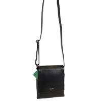 RIALTO Rialto fekete, keskeny, fedeles, fém márkafeliratos átvetős kis bőr táska RT5419NAE-03