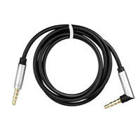 MH Protect AUX 3,5mm Jack csatlakozós 90 fokban hajlított audio kábel fekete/ezüst