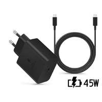 Samsung Samsung gyári hálózati töltő adapter Type-C bemenettel + 1,8 m-es Type-C - Type-C kábel - 45W - EP-TA845XBEG PD.3.0 Super Fast Charging 2.0 + EP-DX510JBE -fekete (ECO csomagolás)