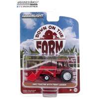 Greenlight 1982 Tractor - Red and Black with Front Loader and Dual Rear Wheels (1:64)