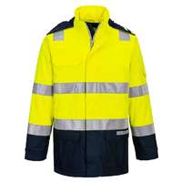 Portwest Bizflame Rain+ Hi-Vis Light Arc lángálló kabát (sárga/navy, L)