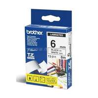 BROTHER Festékszalag TZe-211, Fehér alapon Fekete, Laminált, 6mm 0.23", 8 méter (TZE211)