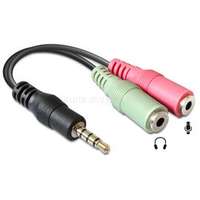 DELOCK Átalakító 3.5mm 4pin Stereo male to 2x 3.5mm 3pin Stereo female (DL65344)