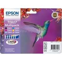 EPSON T0807 Eredeti fekete/cián/bíbor/sárga/világos cián/világos bíbor Kolobri Claria Photographic multipakk tintapatronok (6x7,4 ml) (C13T08074011)