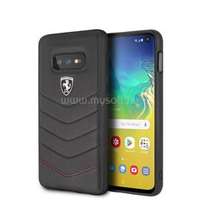FERRARI Heritage Samsung S10 Lite tűzdelt bőr kemény fekete tok (FEHQUHCS10LBK)