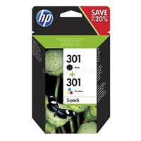 HP 301 Eredeti fekete/háromszínű multipakk tintapatronok (1x190 oldal/1x165 oldal) (N9J72AE)