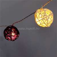 IRIS Gömb alakú fonott/rattan/4m/meleg fehér + lila/20db LED-es/3xAA elemes fénydekoráció (IRIS_101-03)