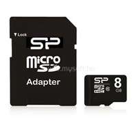 SILICON POWER MicroSDHC memóriakártya 8GB, Class10 + adapter (SP008GBSTH010V10SP)