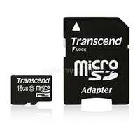 TRANSCEND microSDHC memóriakártya 16GB, Class10 + SD adapter (TS16GUSDHC10)